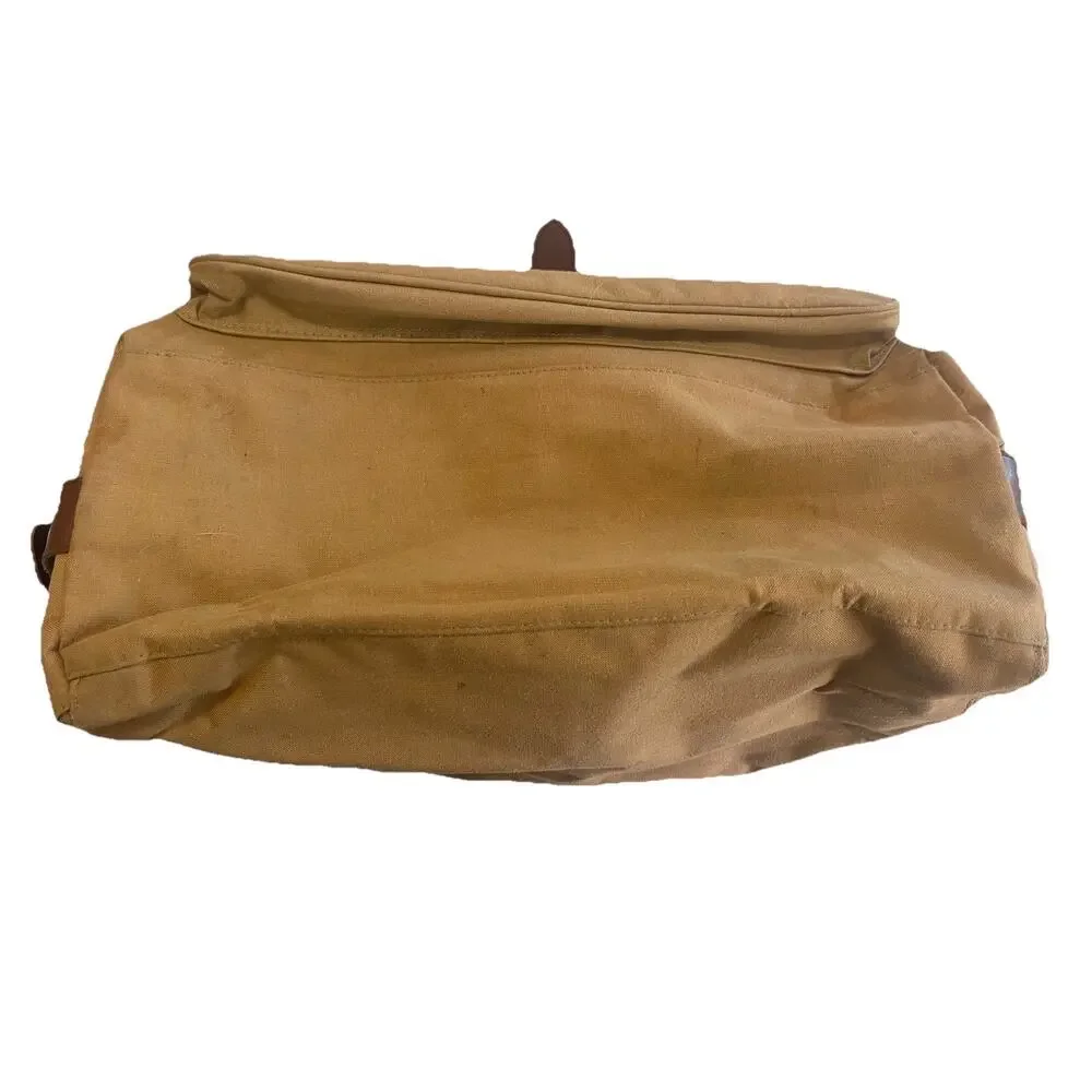 Vintage Polo Ralph Lauren Safari Traveler Canvas & Leather Messenger Bag Khaki *